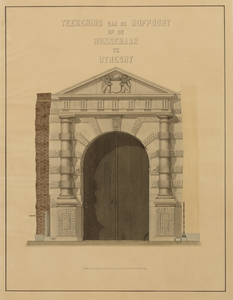 28738 Afbeelding van de Hofpoort tussen de huizen aan de Nieuwegracht nrs. 5 en 11 te Utrecht.